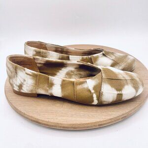 Kork Ease Shoes Womens 8.5 Green Tie Dye Fabric Square Toe Ballet Flats